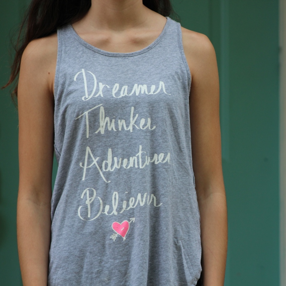 Old Navy Grey & Pink Graphic Tank Top